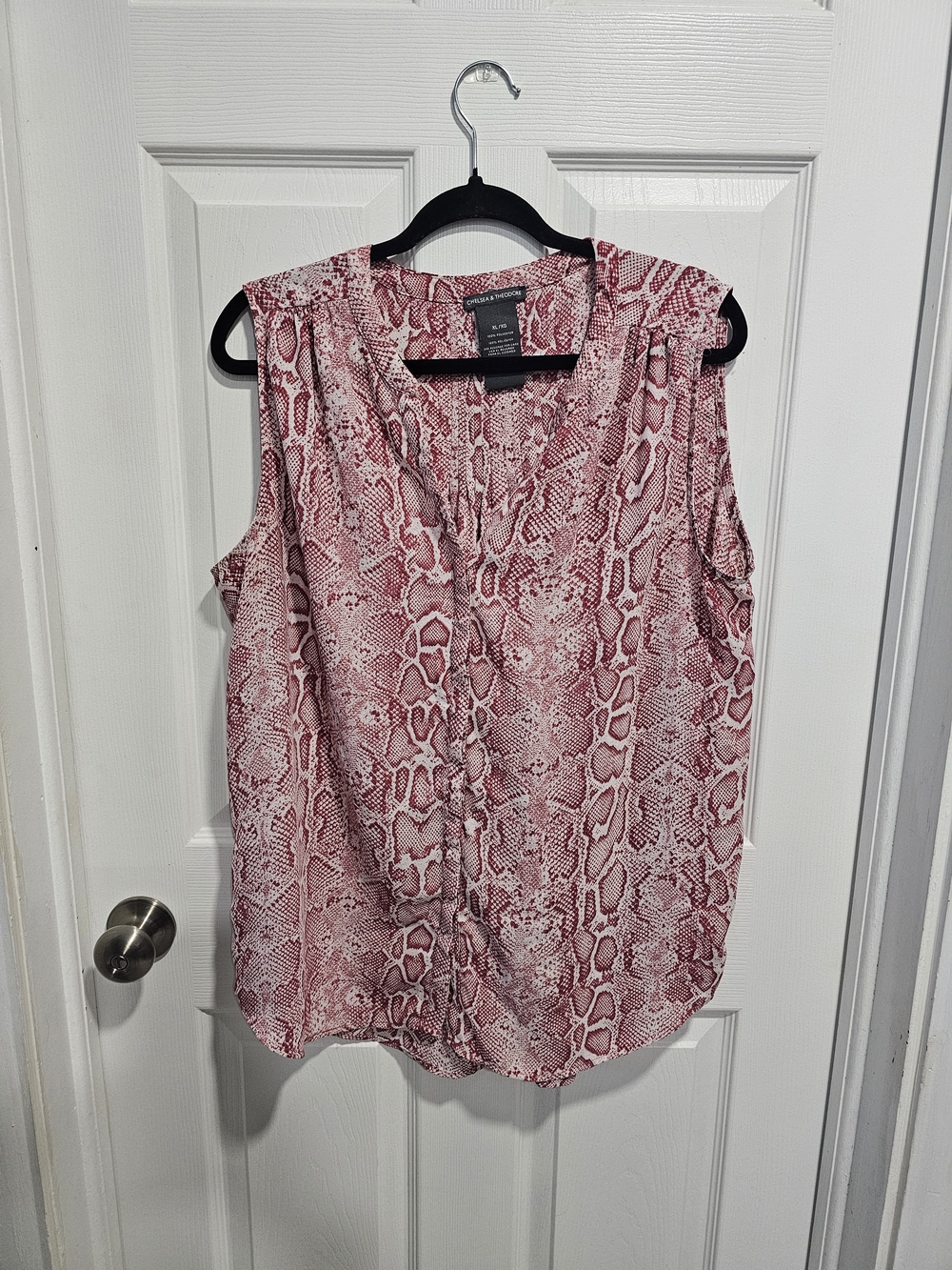 Chelsea & Theodore Snake-Print V-Neck Sleeveless Top